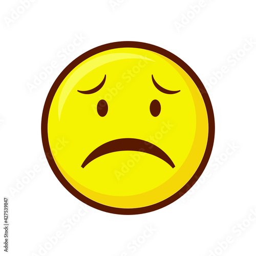 Cute social media frowning face emoji on white background. Royalty Free.