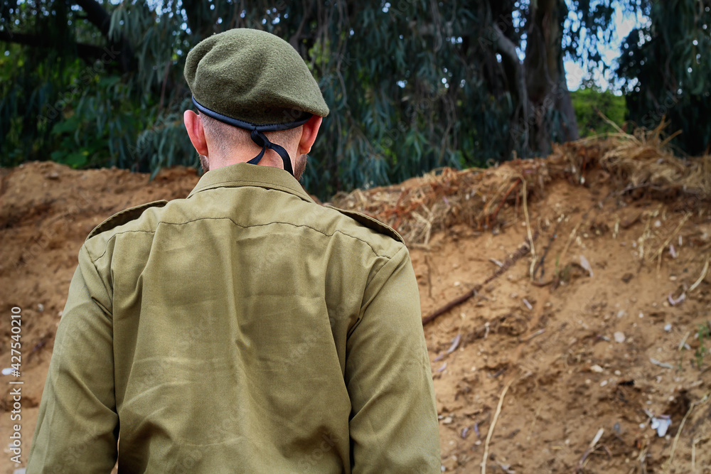 Israeli soldier. Concept: Israel Remembrance Day, Israel Independence Day, Israeli soldiers