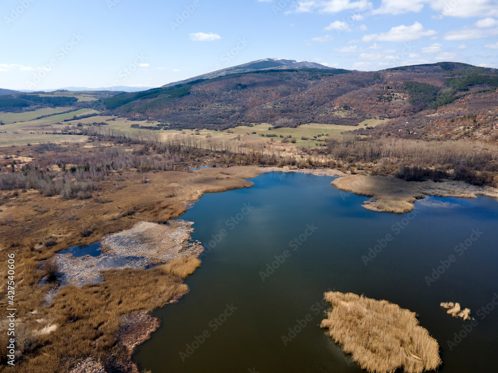 Aerial view of Choklyovo swamp at Konyavska Mountain, Bulgaria