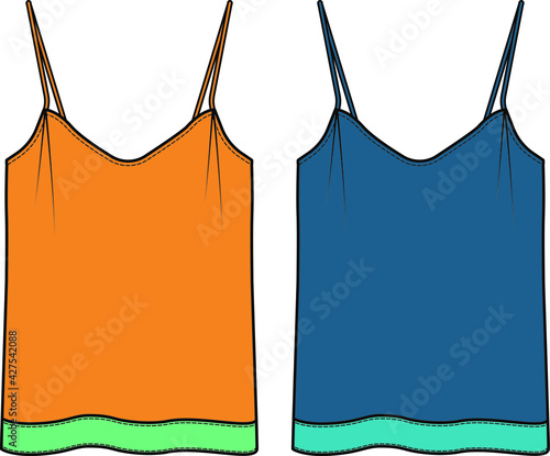 Vector strappy t-shirt designs for women colored with 2021 summer colors