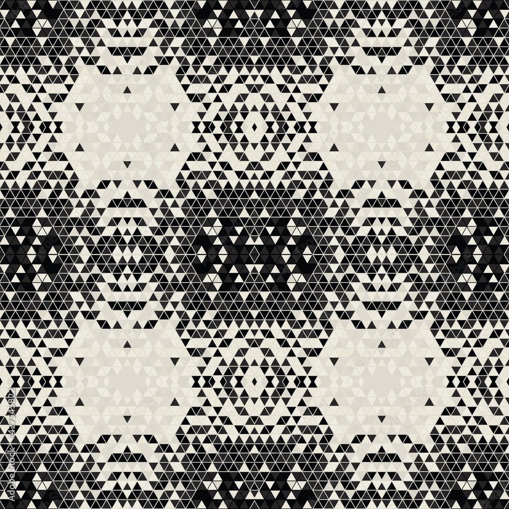 Modern simple geometric seamless pattern background with triangles shapes - black, white. Abstract and elegant fashion design texture for print or digital paper. Grid tile mosaic pattern. Modern simple geometric seamless pattern background with triangles shapes - black, white. Abstract and elegant fashion design texture for print or digital paper. Grid tile mosaic pattern.