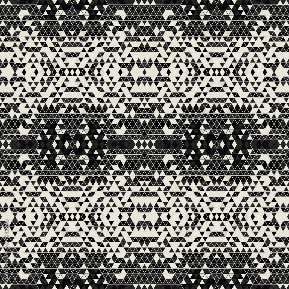 Modern simple geometric seamless pattern background with triangles shapes - black, white. Abstract and elegant fashion design texture for print or digital paper. Grid tile mosaic pattern. Modern simple geometric seamless pattern background with triangles shapes - black, white. Abstract and elegant fashion design texture for print or digital paper. Grid tile mosaic pattern.