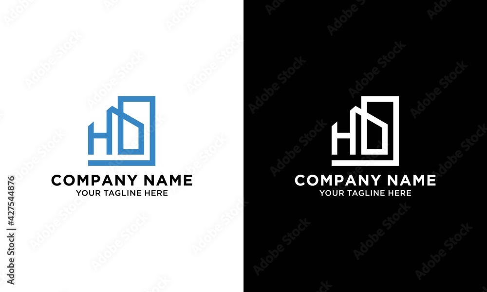 Modern line art HD Font building logo.