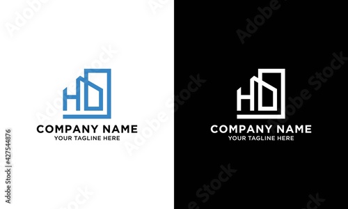 Modern line art HD Font building logo.