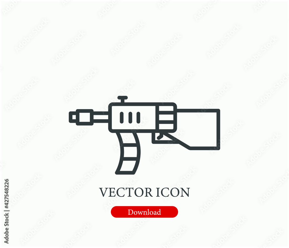 Gun vector icon.  Editable stroke. Linear style sign for use on web design and mobile apps, logo. Symbol illustration. Pixel vector graphics - Vector