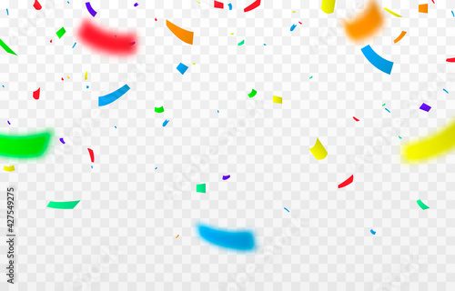 Vector confetti png. Multicolored confetti falls from the sky. confetti, serpentine, tinsel on a transparent background. Holiday, birthday.