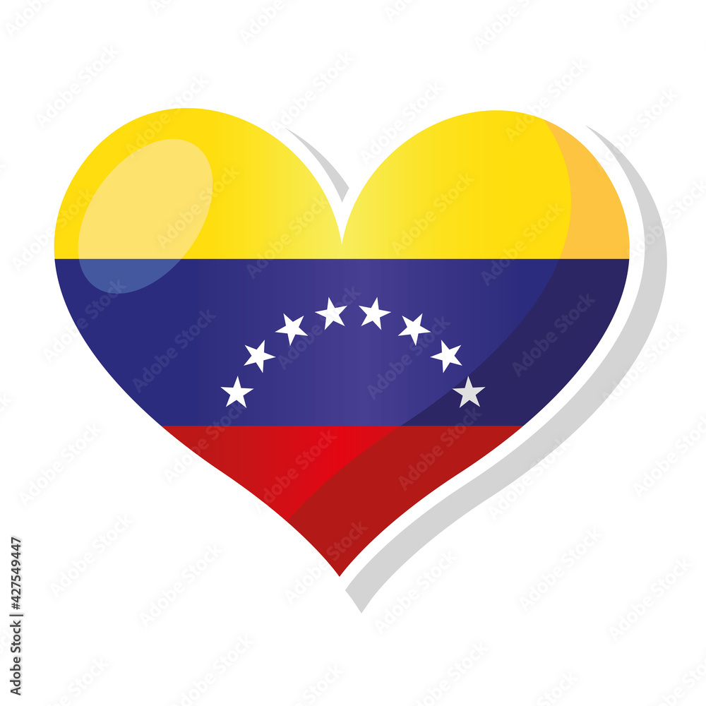Flag of Venezuela in heart shaped - Vector illustration Flag of Venezuela in heart shaped - Vector illustration