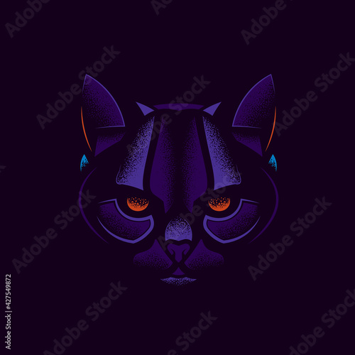 Abstract head of a predatory cat. Original vector illustration. T-shirt design.