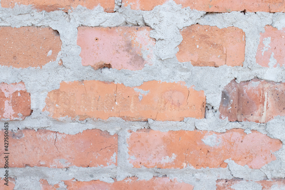 Old brown brick wall. Close-up. Horizontal view. grunge abstract Background. Texture. brick wall structure. Template design for web banners Old brown brick wall. Close-up. Horizontal view. grunge abstract Background. Texture. brick wall structure. Template design for web banners