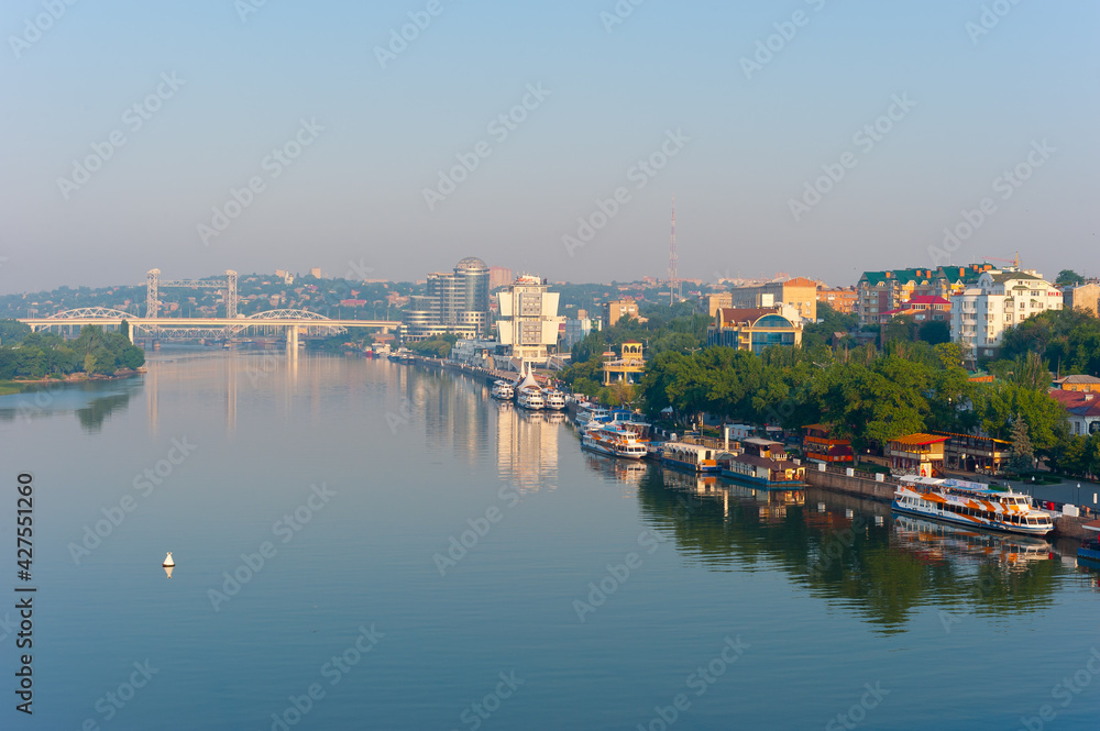Rostov-on-Don - morning view of the Don River and Rostov embankment.