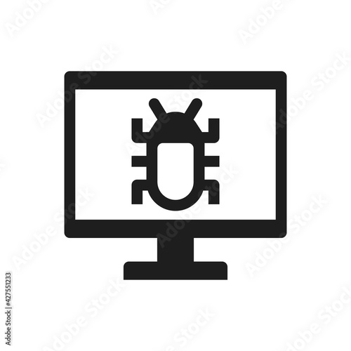 desktop computer infected virus icon malware and Bug sign symbol
