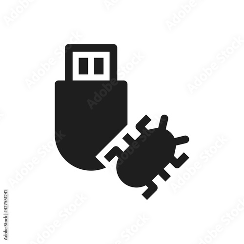 USB Drive infected virus icon malware and Bug sign symbol