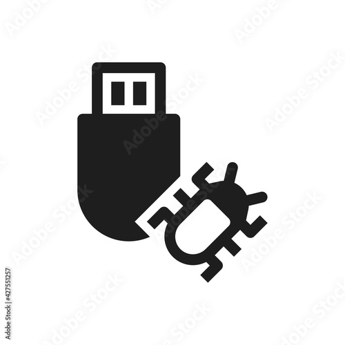 USB Drive infected virus icon malware and Bug sign symbol