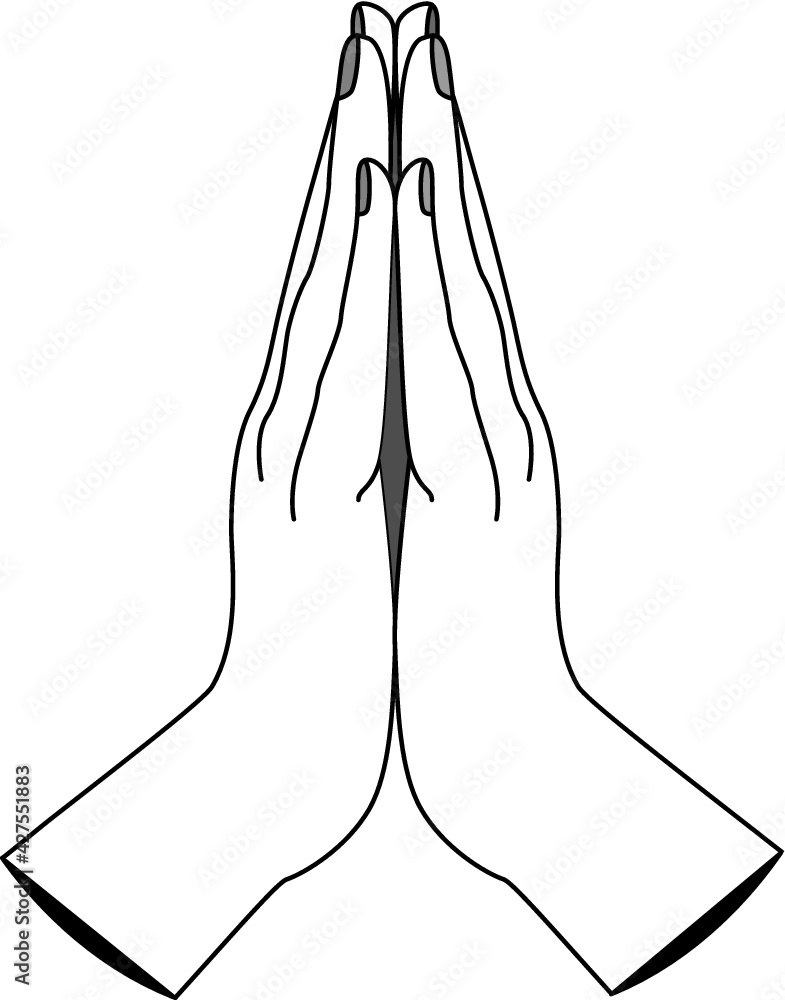 Praying hands line art Praying hands line art