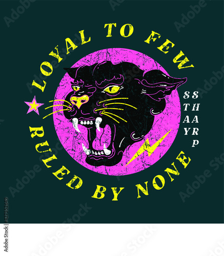 panther illustration with slogan print design