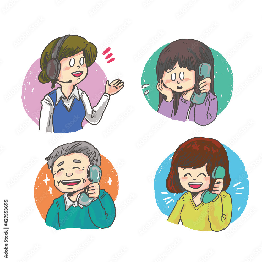 オペレーターと電話をかける人たち