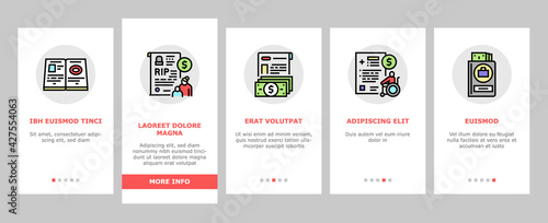 Allowance Finance Help Onboarding Mobile App Page Screen Vector. Checking Status And Issue Of Allowance, Loss Of Breadwinner And Pregnancy Illustrations
