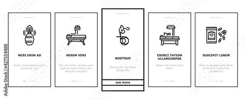 Anesthesiologist Tool Onboarding Mobile App Page Screen Vector. Syringe Pump, Anesthesia Machine And Heart Rate Monitor Anesthesiologist Equipment Illustrations