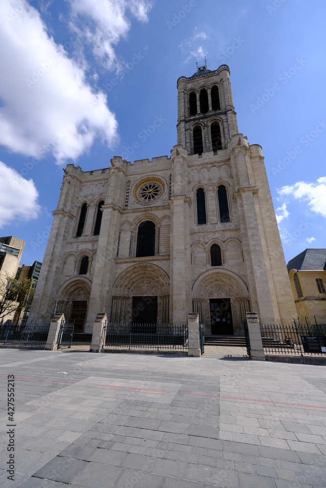 The Saint-Denis cathedral in the north of Paris. Saint-Denis city center, the 13th April 2021.