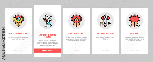 Prostatitis Disease Onboarding Mobile App Page Screen Vector. Prostatitis Symptom, Examination And Treatment, Prostate Massage And Analysis Illustrations