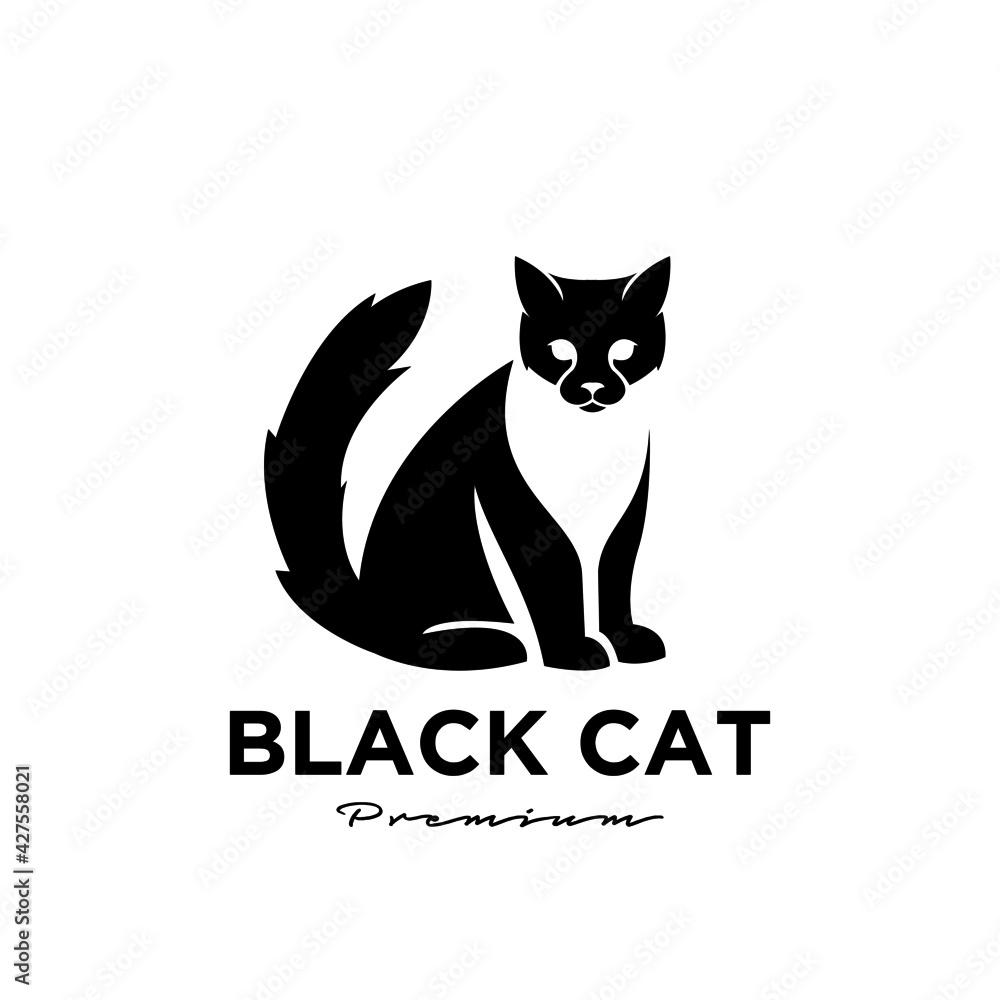 black cat pets logo vector icon illustration isolated design black cat pets logo vector icon illustration isolated design