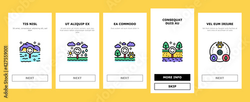 Ecosystem Environment Onboarding Mobile App Page Screen Vector. Ecosystem And Ecology, Biodiversity And Life Cycle, Biosphere And Atmosphere Illustrations