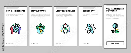 Ecosystem Environment Onboarding Mobile App Page Screen Vector. Ecosystem And Ecology, Biodiversity And Life Cycle, Biosphere And Atmosphere Illustrations