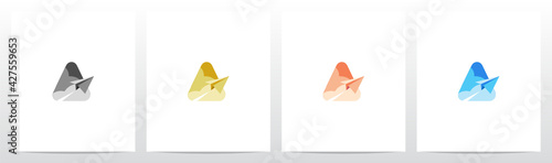 Paper Airplane On Letter Logo Design A
