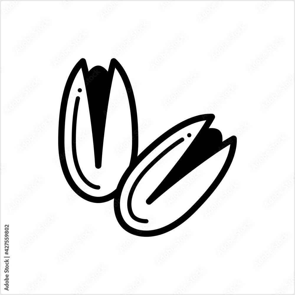 Pistachio Icon, Editable Seed Of Desert Plant Fruit Drupe Pistachio Icon, Editable Seed Of Desert Plant Fruit Drupe