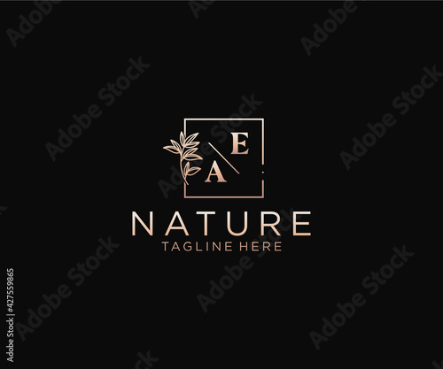 initial EA letters Beautiful floral feminine editable premade monoline logo suitable, Luxury feminine wedding branding, corporate.