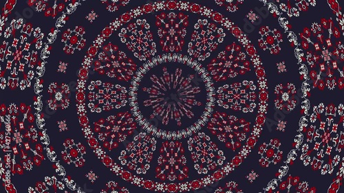Traditional Romanian embroidery inspired background, endless rotating loop
