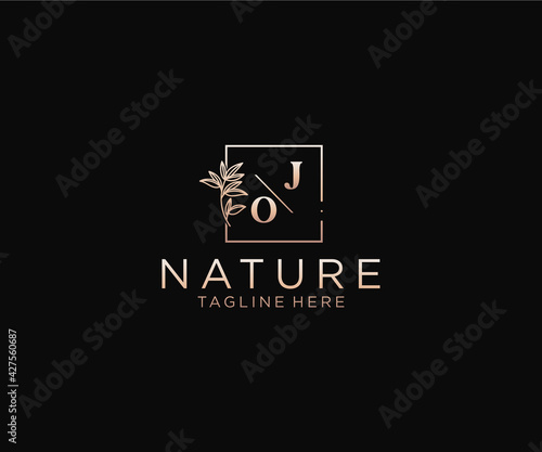 initial JO letters Beautiful floral feminine editable premade monoline logo suitable, Luxury feminine wedding branding, corporate.