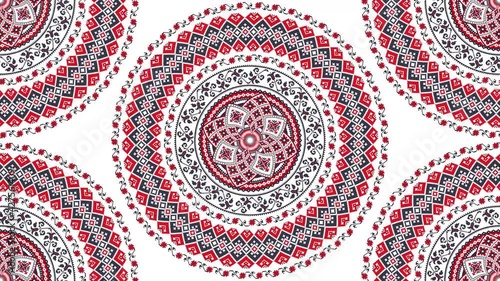 Traditional Romanian embroidery inspired background, endless rotating loop