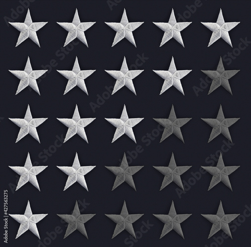 one - five stars on a blue background. concept of rating service. success in business