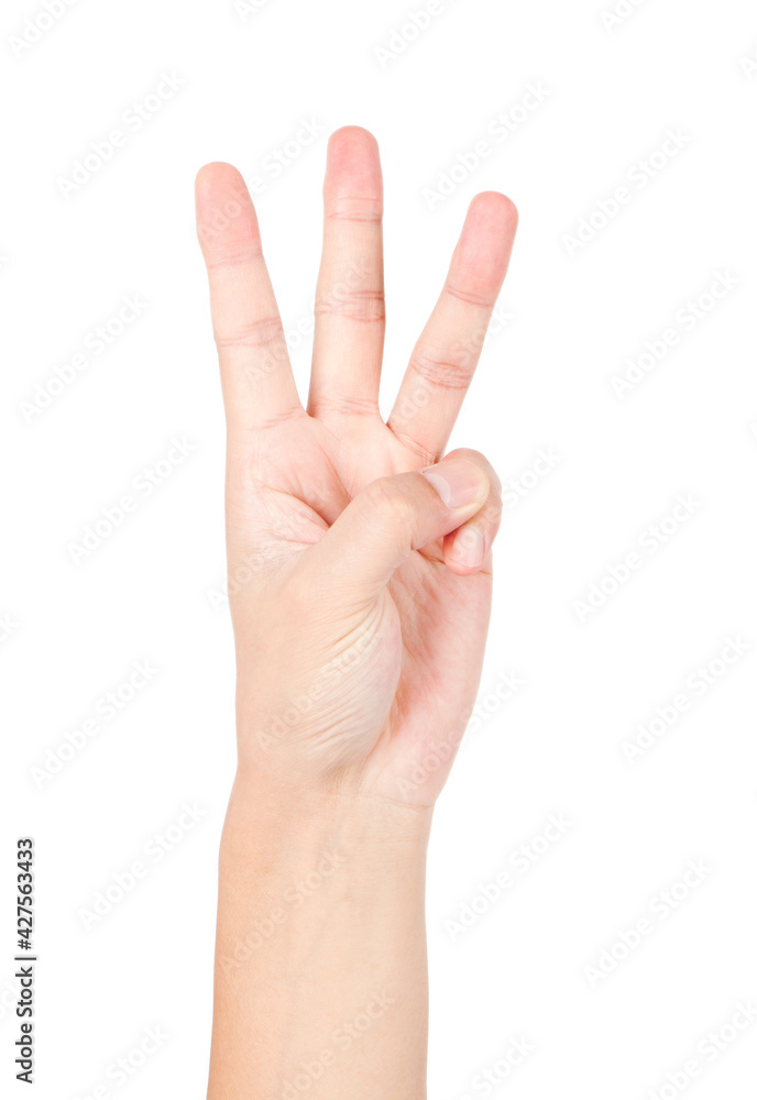 The gesture of number three The gesture of number three