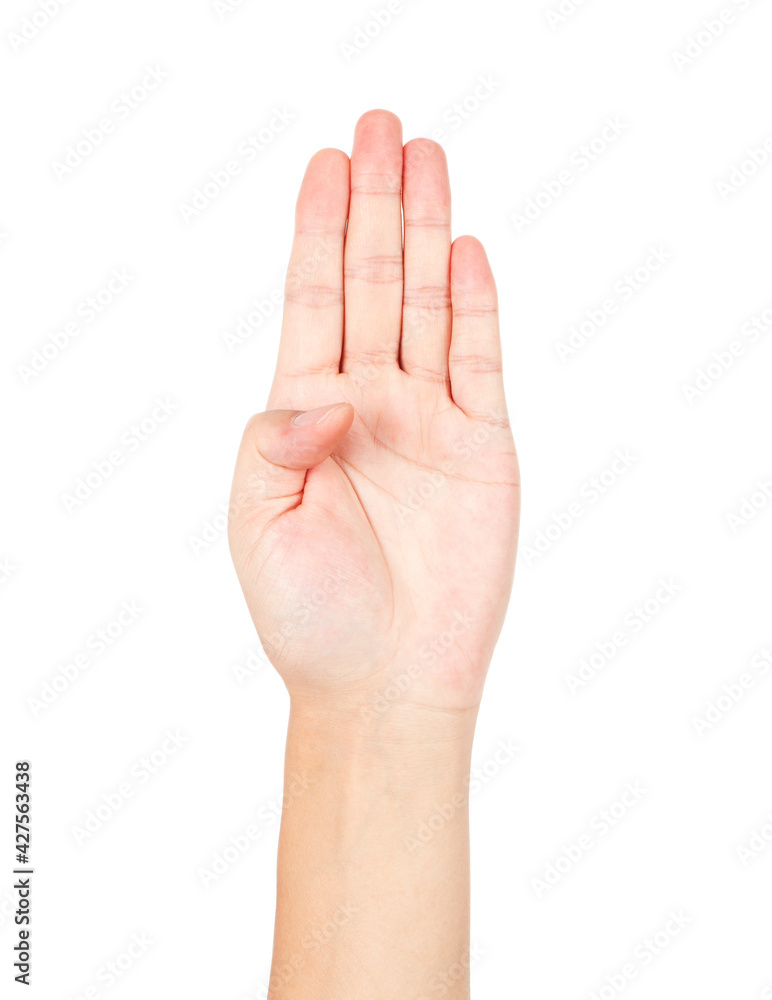 The gesture of the number four The gesture of the number four