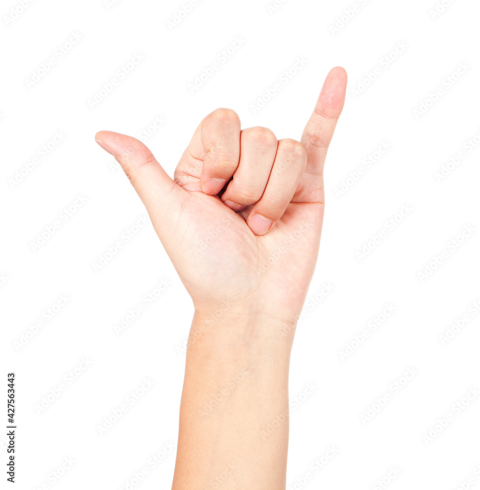 The gesture of number six The gesture of number six