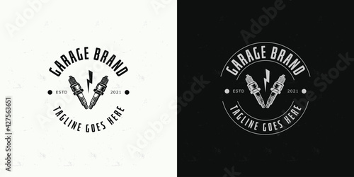 vintage retro garage logo design concept