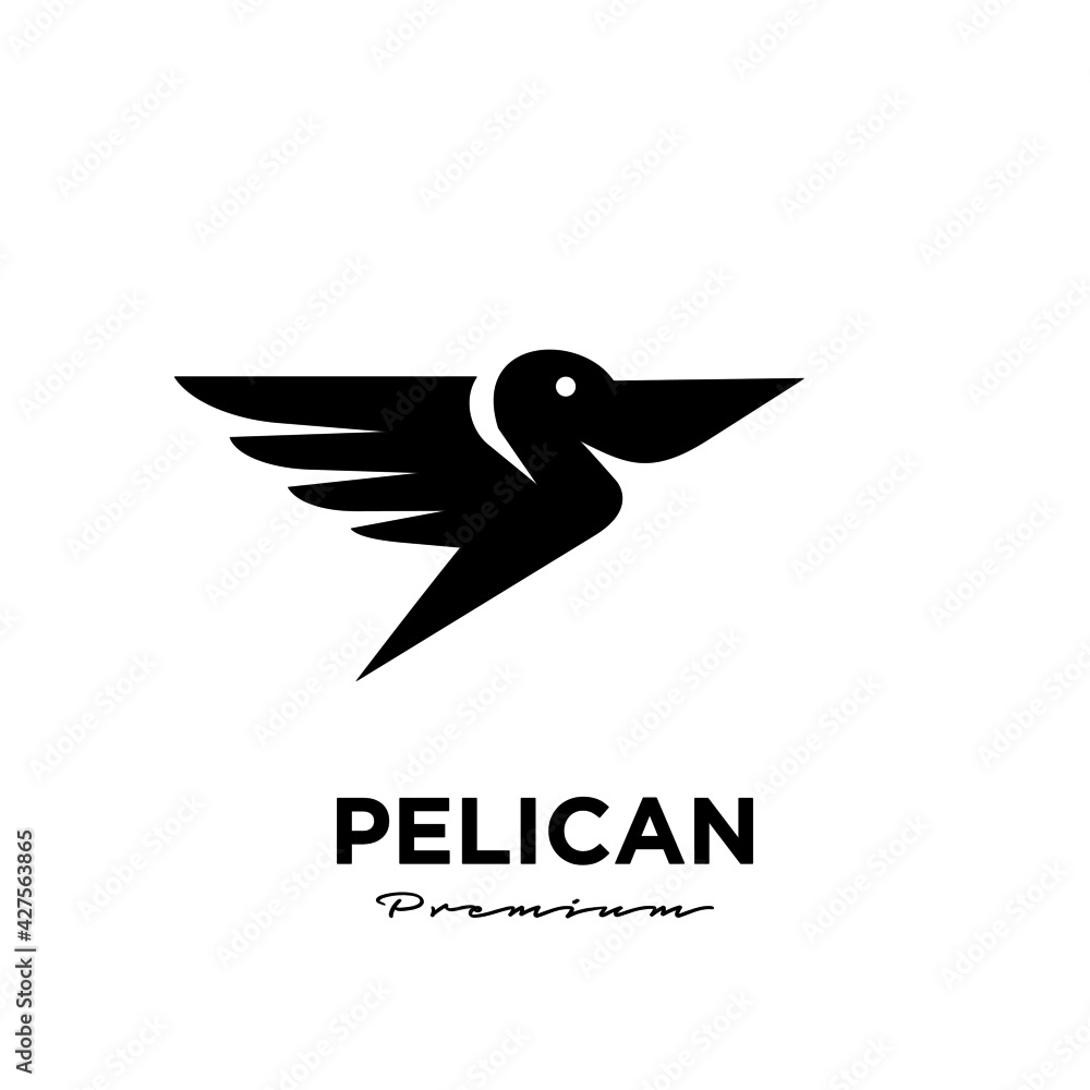 Fototapeta premium black pelican logo vector icon illustration isolated design