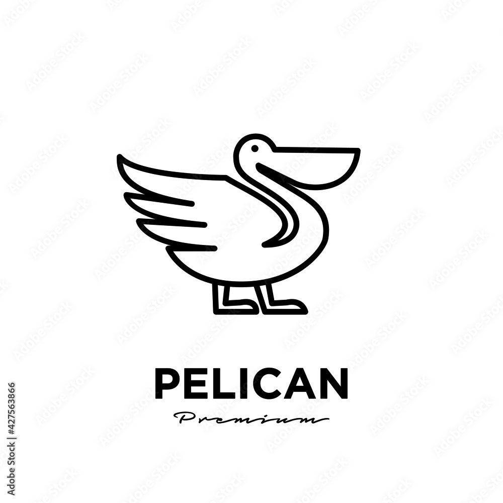 Naklejka premium black pelican line logo vector icon illustration isolated design