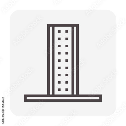 Base support vector icon. Also called leg, bracket, clamp, holder or floor mounted. Accessory equipment part for divider furniture i.e. office cubicle, partition wall and screen panel. 64x64 pixel.