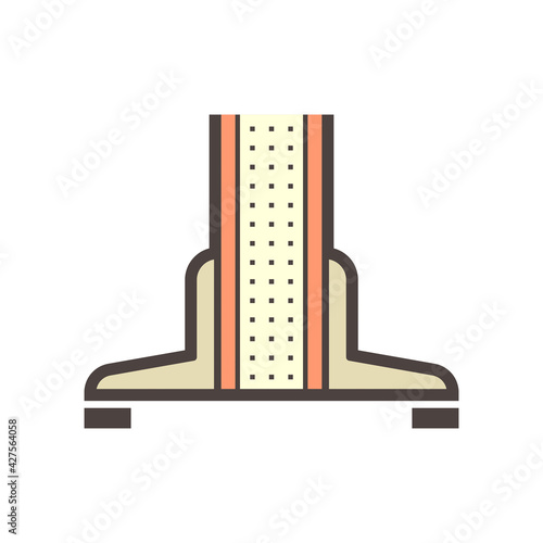 Base support vector icon. Also called bracket, clamp or floor mounted. Equipment for divider furniture i.e. office cubicle, partition wall. To divide empty space, workspace, workplace or workstation.