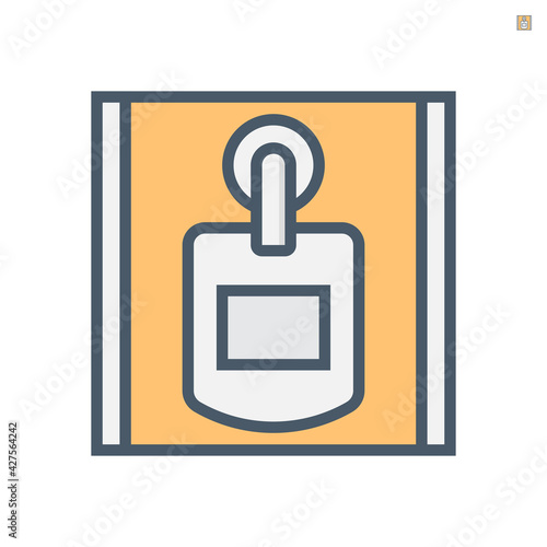 Stall of public toilet room or restroom for men vector icon. That sanitary ware install or hang on wall consist of urinal bowl separated by partition screen or board or divider for privacy. 64x64 px.