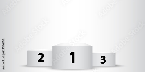 3d stage podium display. Empty product stand. Award winner. Stock image. Vector illustration. EPS 10.
