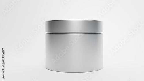 Metalic Plasstic Jar Mockup on white background font view  3D rendering