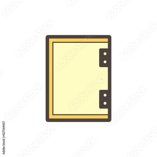 Sanitary partition vector icon. Also called stall or divider consist of wood material and equipment for assembly cubicle interior of commercial building i.e. public toilet room, restroom and washroom.