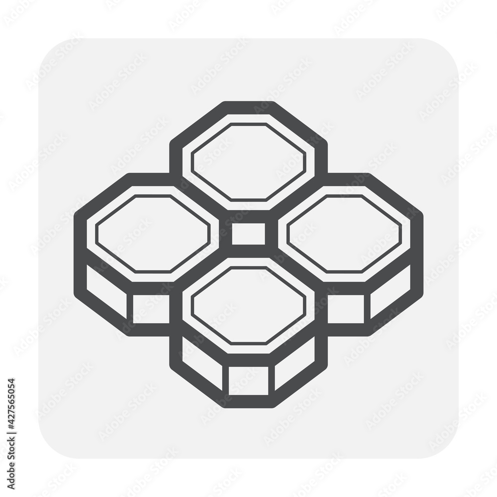 Concrete paver block pavement floor or brick vector icon. For landscape, outdoor, garden by paving on ground to create truncated square tiling pattern. That sidewalk, road, patio, path, street walkway Concrete paver block pavement floor or brick vector icon. For landscape, outdoor, garden by paving on ground to create truncated square tiling pattern. That sidewalk, road, patio, path, street walkway