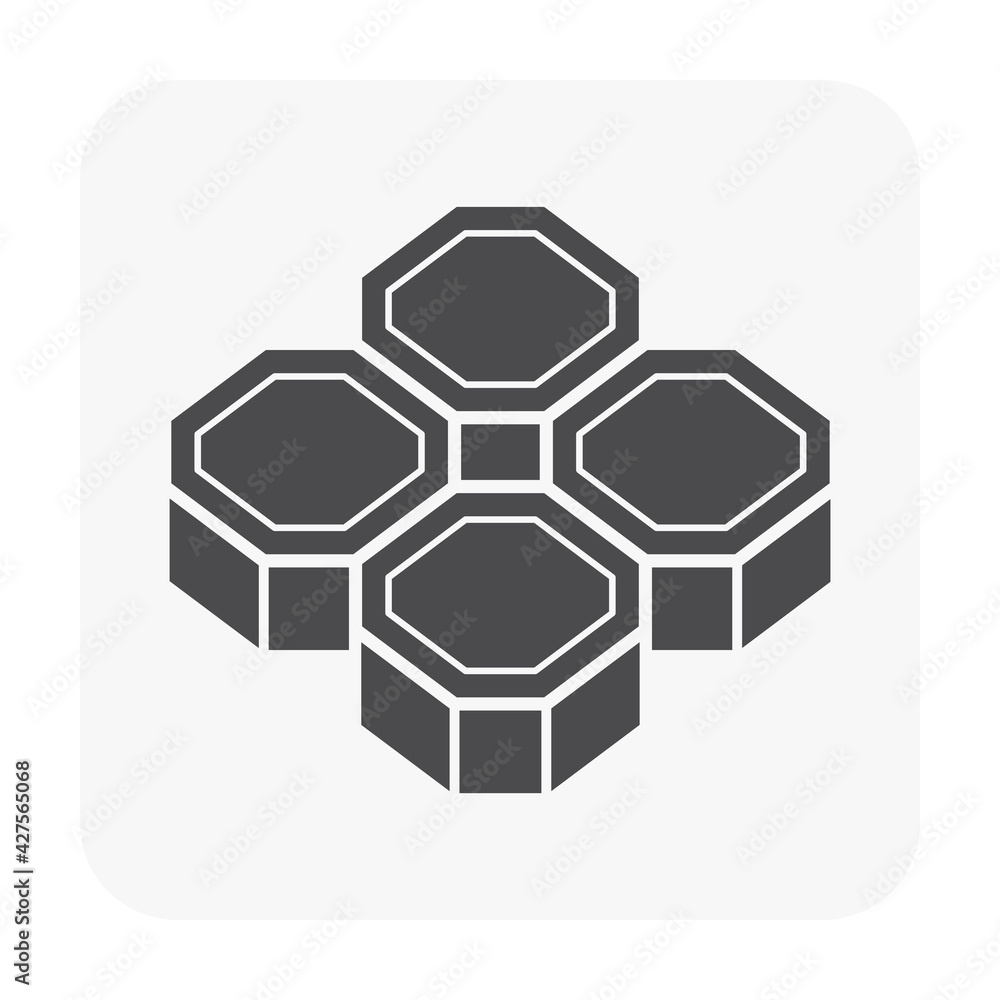 Concrete paver block pavement floor or brick vector icon. For landscape, outdoor, garden by paving on ground to create truncated square tiling pattern. That sidewalk, road, patio, path, street walkway Concrete paver block pavement floor or brick vector icon. For landscape, outdoor, garden by paving on ground to create truncated square tiling pattern. That sidewalk, road, patio, path, street walkway