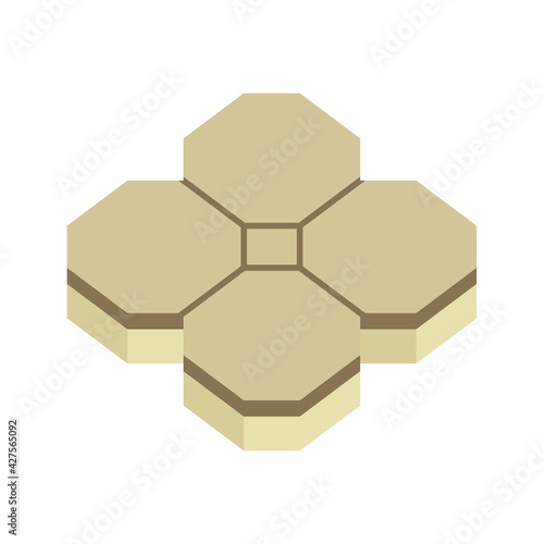 Concrete paver block pavement floor or brick vector icon. For landscape, outdoor, garden by paving on ground to create truncated square tiling pattern. That sidewalk, road, patio, path, street walkway