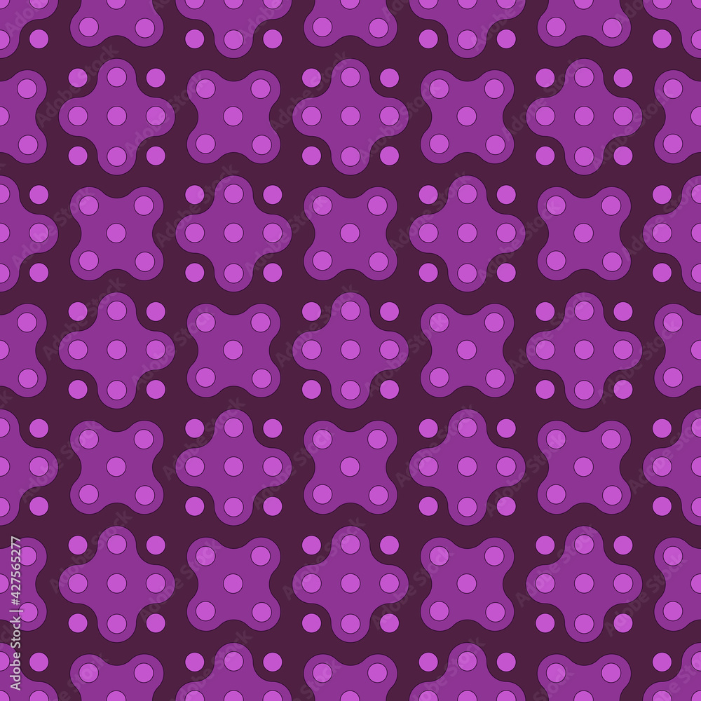 circles and abstract geometric shapes. vector seamless pattern. purple repetitive background. fabric swatch. wrapping paper. continuous print.  design element for home decor, apparel, textile, cloth